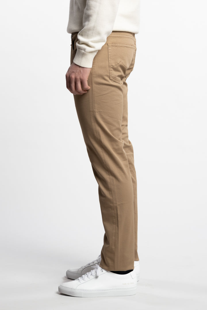 Nick Slim Fit Stretch Cotton Lyocell Twill Pants Beige