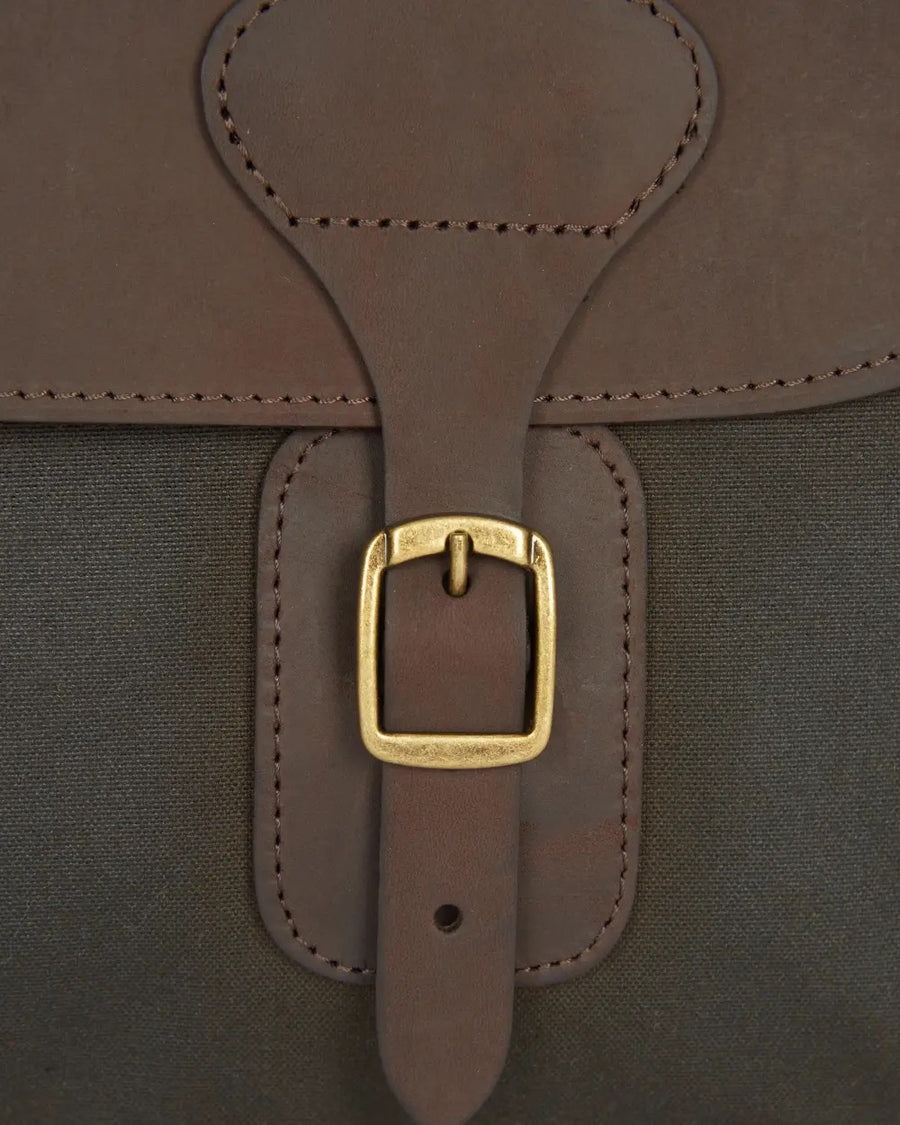 Waxed Leather Briefcase Olive