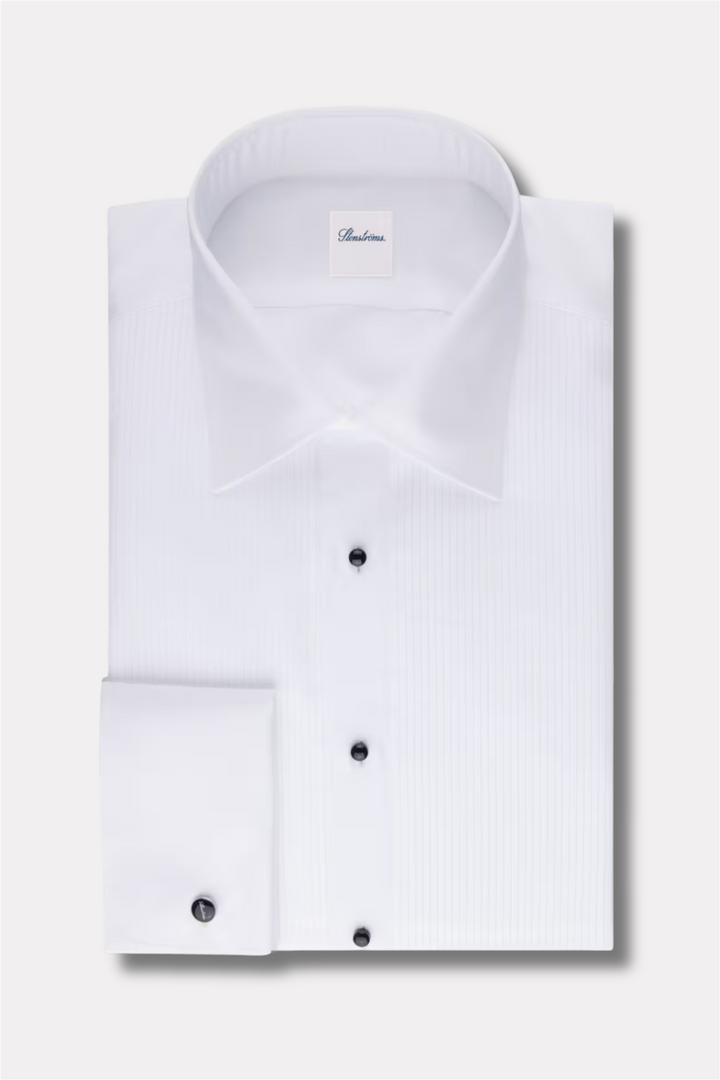Slimline Pleated Smoking Shirt White