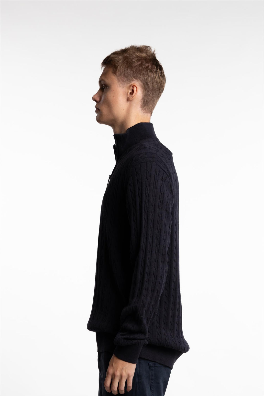 Half Zip Cable Knit Navy