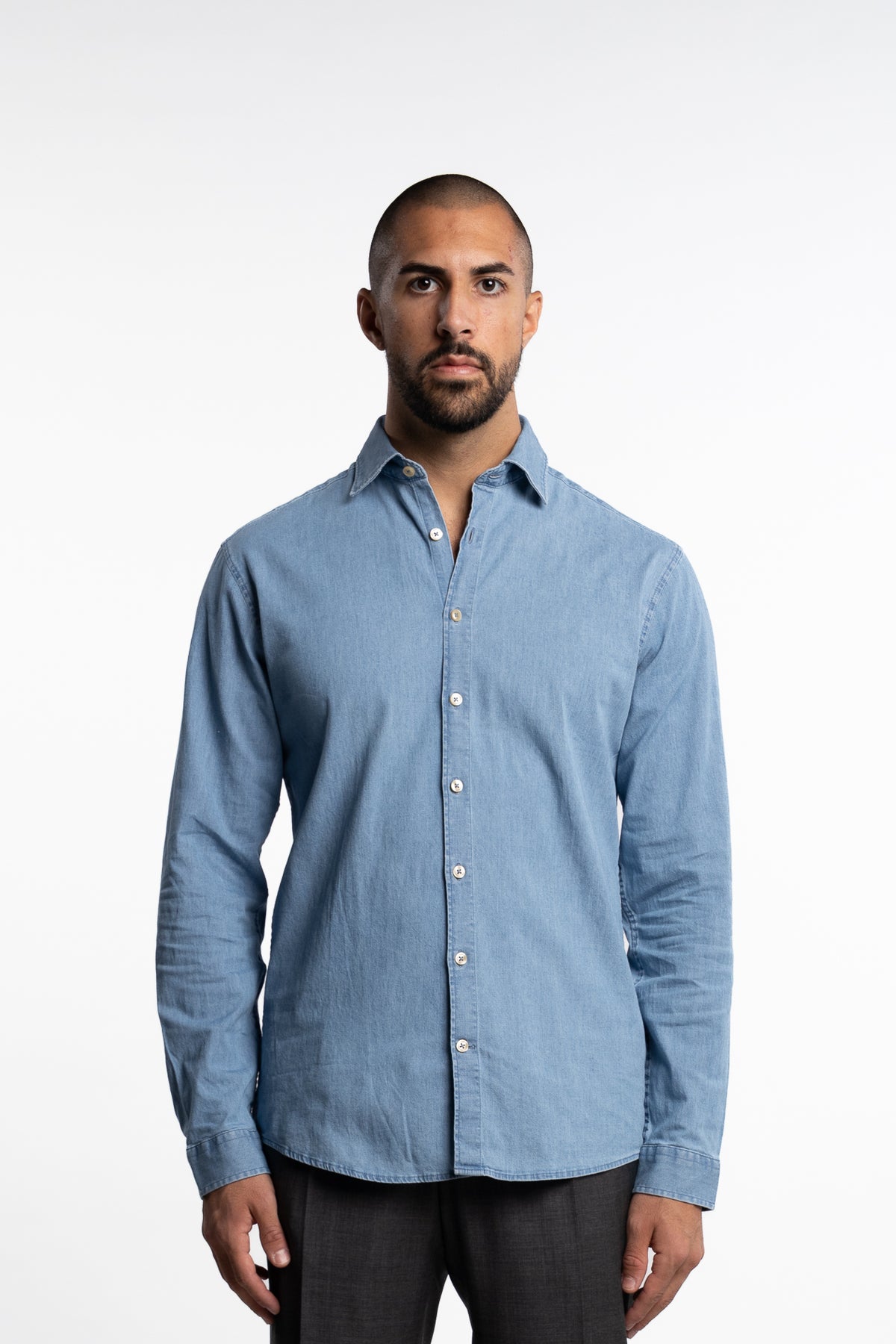 Soft Indigo Stretch Shirt Light Blue