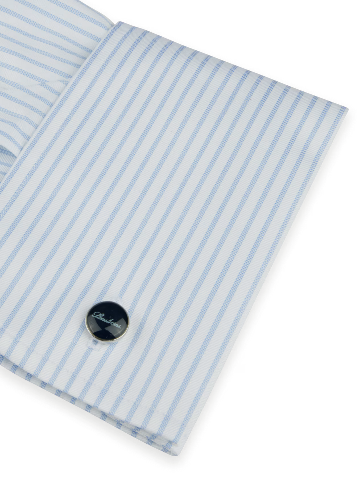 Slimline Pinstriped Twill Shirt French Cuffs Light Blue