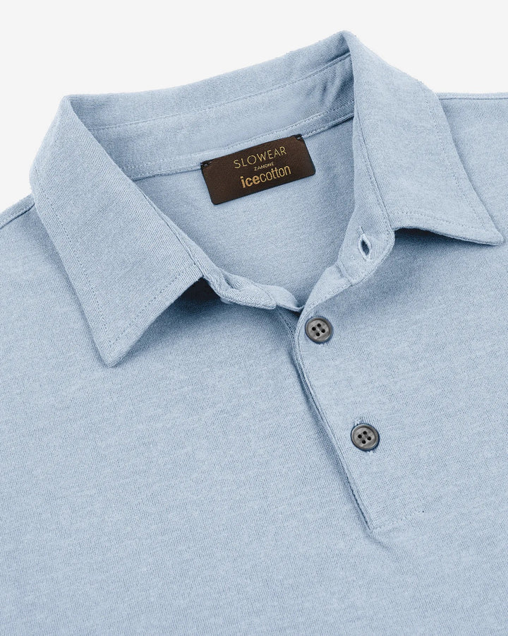 Ice Cotton Short Sleeve Polo Shirt Azzurro Polvere