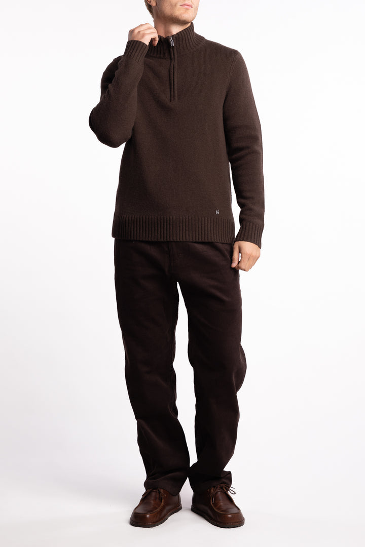 Wool Half Zip Dk. Brown