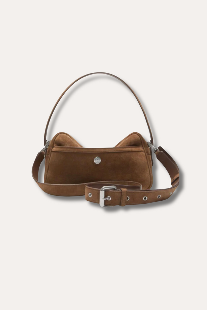 Camero Party Bag- Suede Cognac Brown