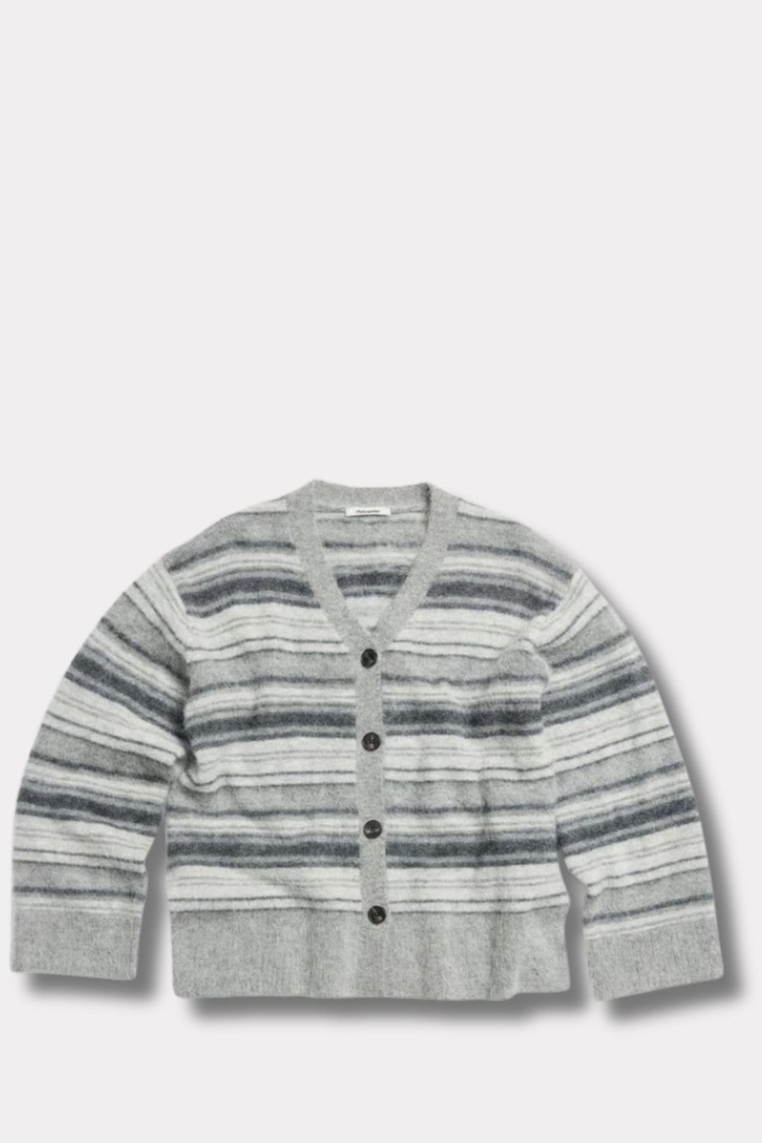 Fluffy Stripe Cardigan - Grey Stripe