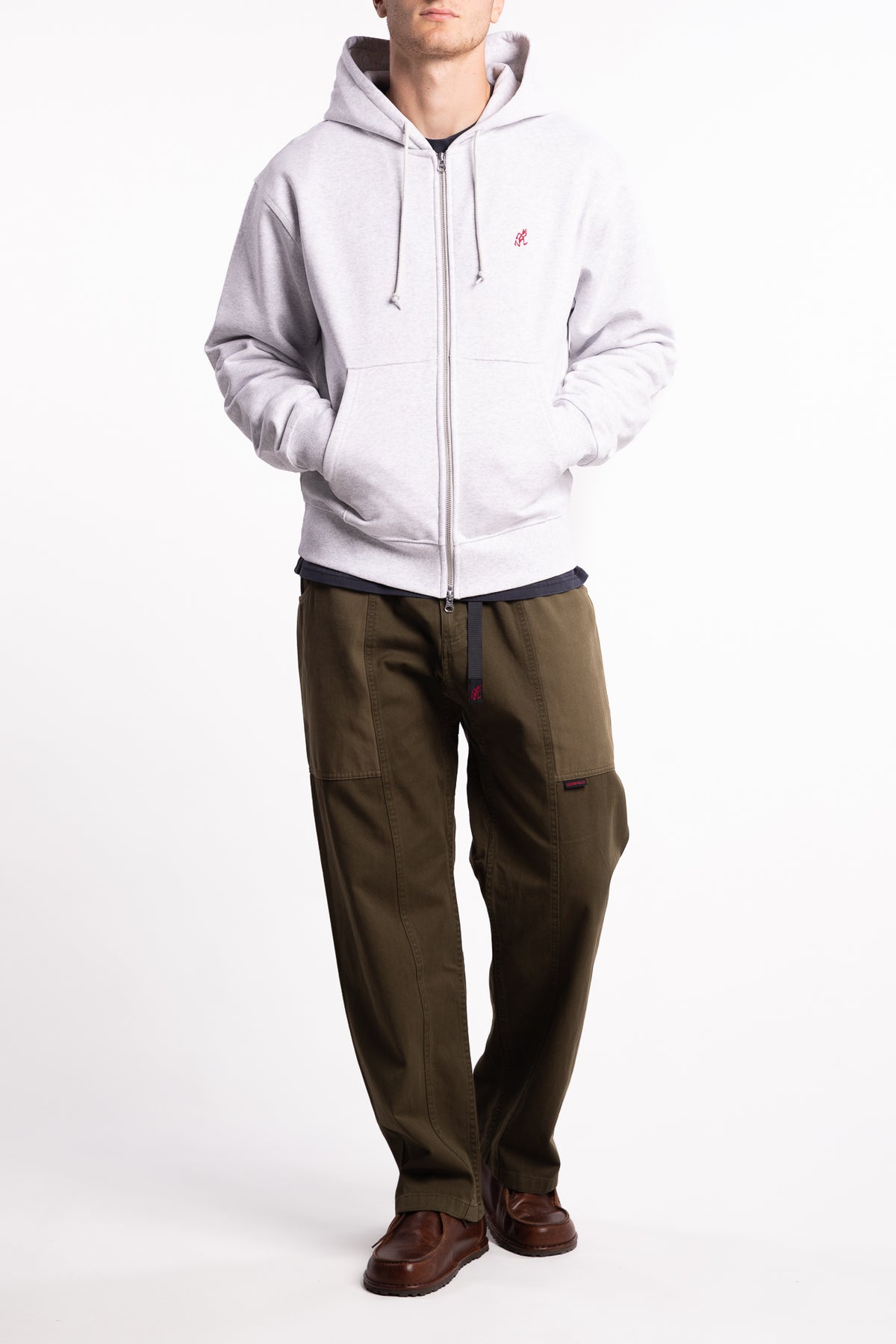 One Point Zip Hooded Sweatshirt Heather Ash
