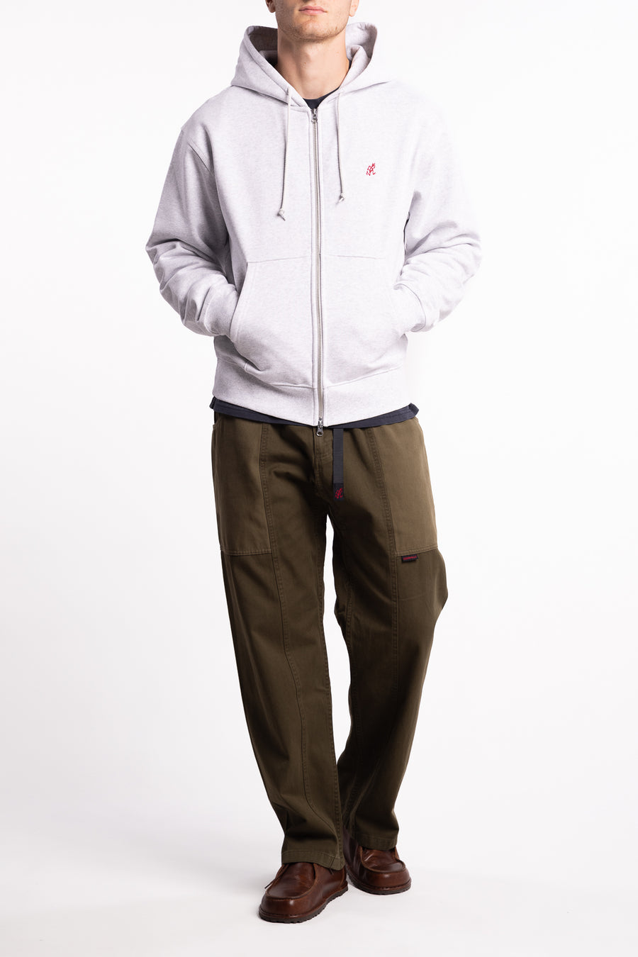 One Point Zip Hooded Sweatshirt Heather Ash