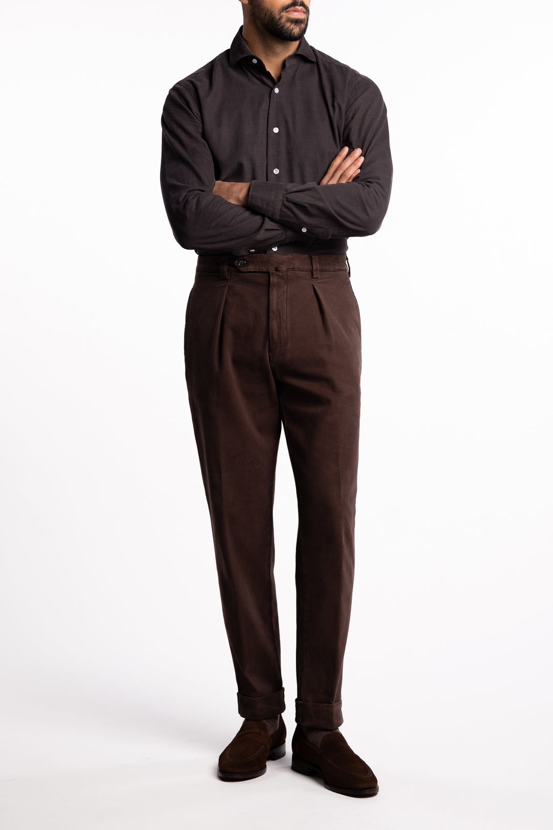 Chiaia Long Cotton Chinos Brown