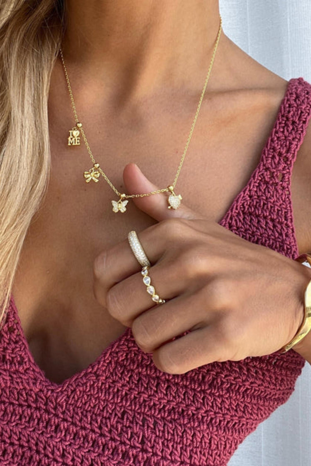 Diamond Band Ring Drop Gold