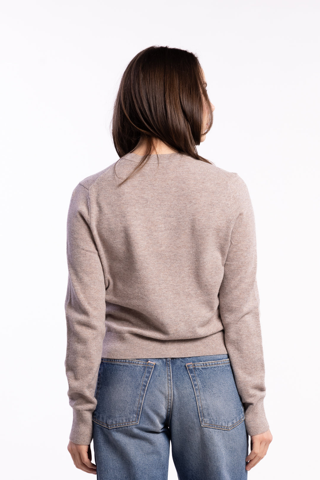 Fitted Cardigan Yak Wool- Greige Melange