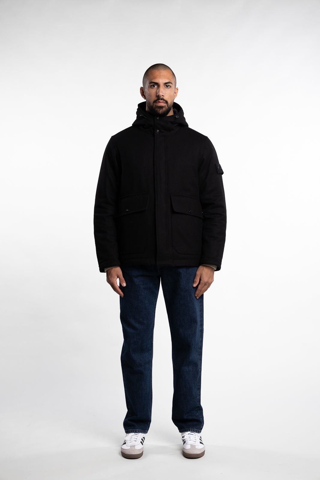 Ghost Flanella Lana/Nylon Jacket with Primaloft Insulation Black