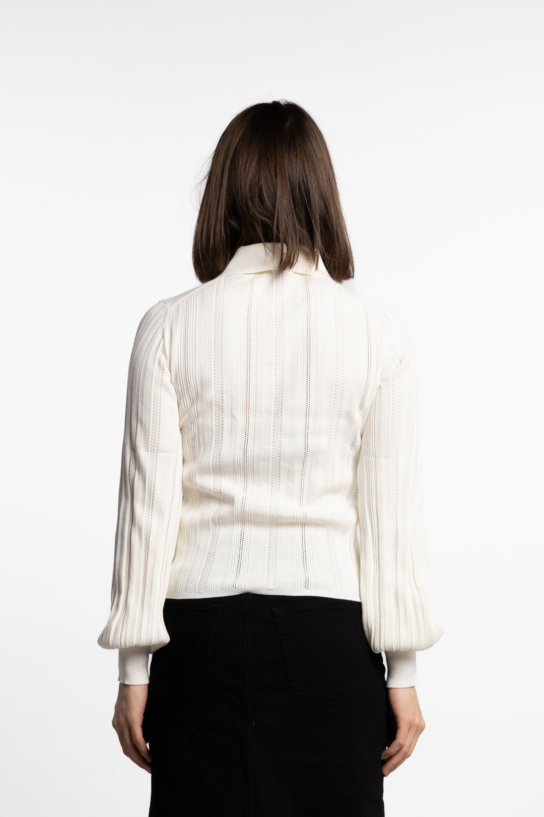 Braid Knit Cardigan- Pearl White