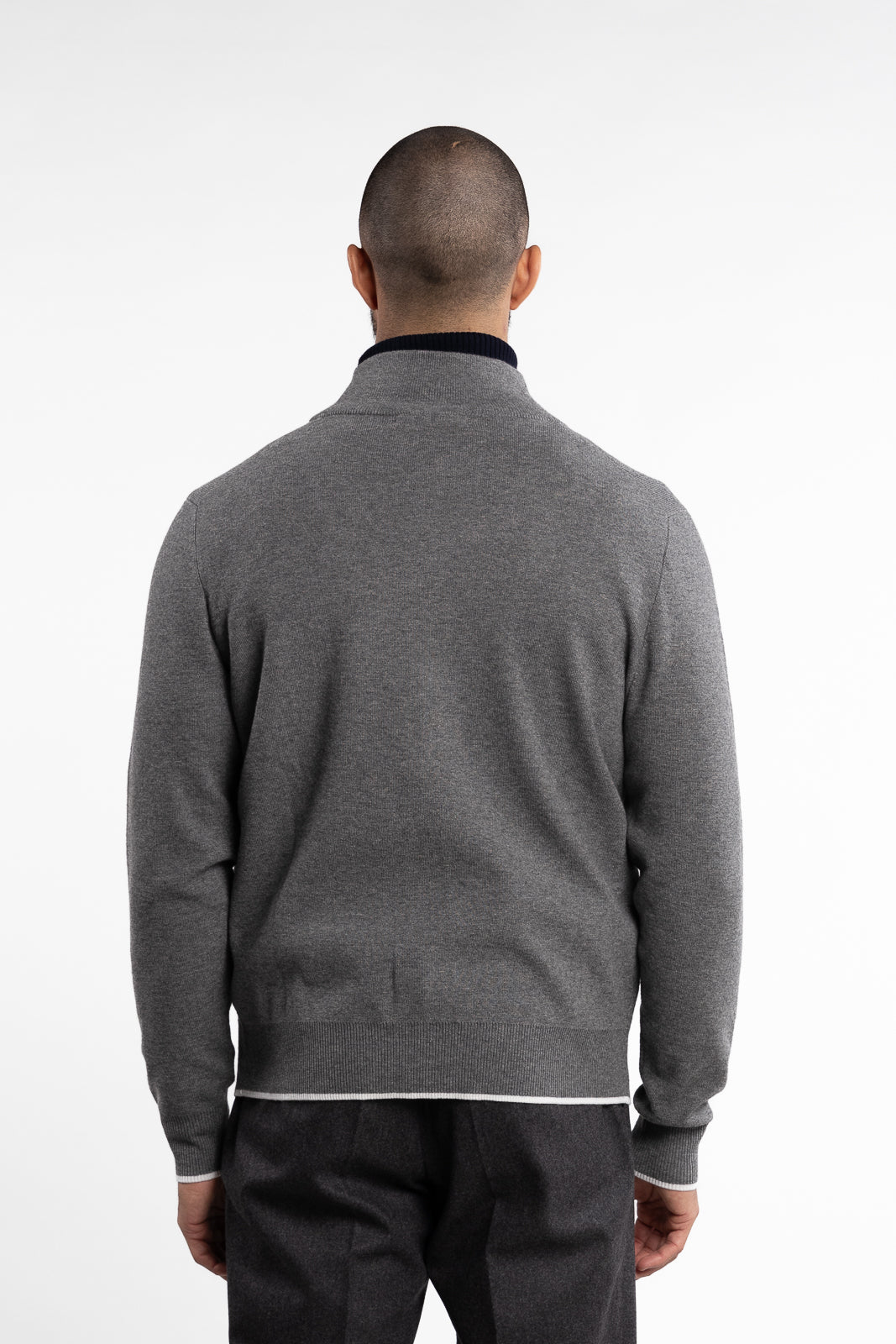 Nate Wool/Cotton Full-Zip Cardigan Grey