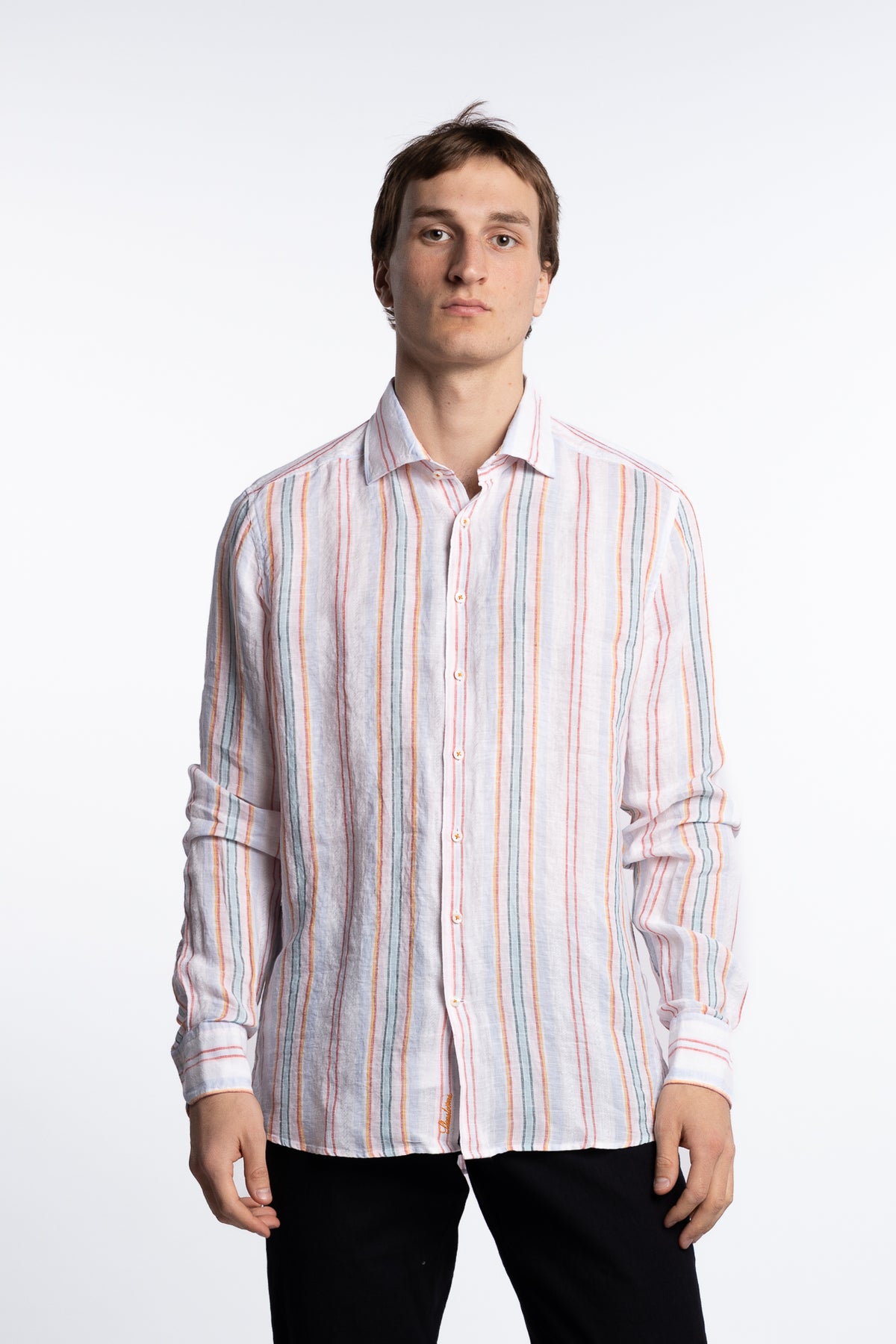 Slimline Linen Shirt Multi Stripe