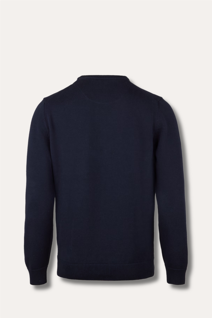 Sweater Knitted Crew Neck Organic Cotton Navy