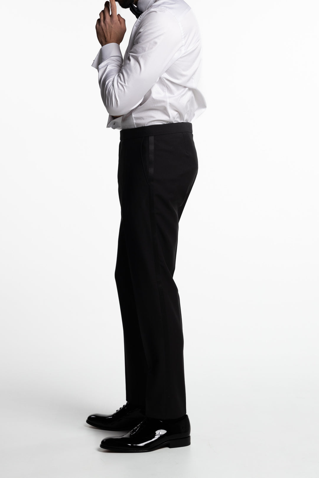 Denz Slim Fit Tuxedo Trousers Black