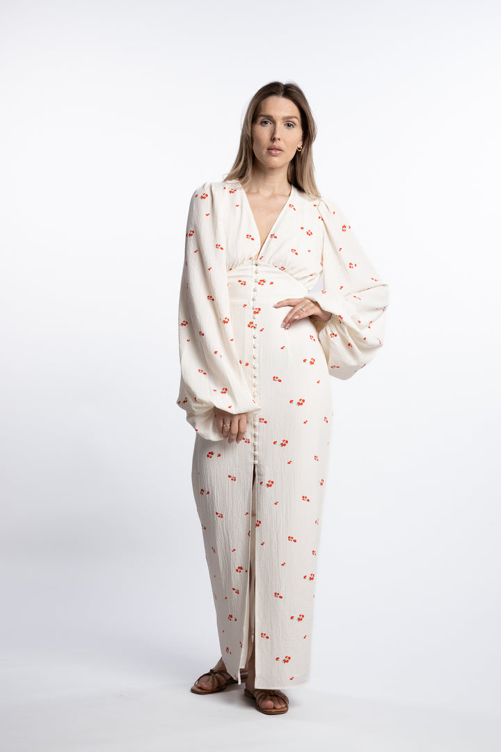 Positano dress- White/Red