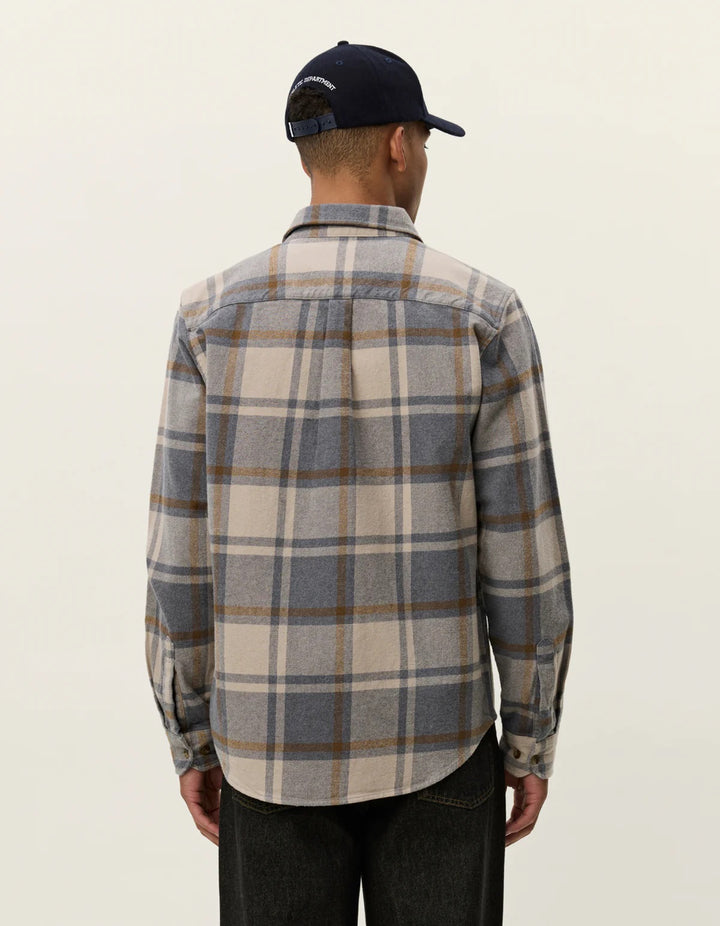 Jeremy Check Flannel Shirt Grey Melange