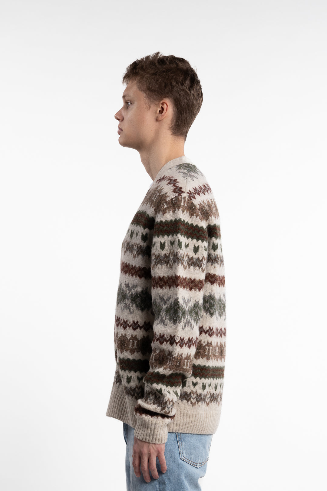 Hordur Fair Isle Cardigan Light Desert Sand