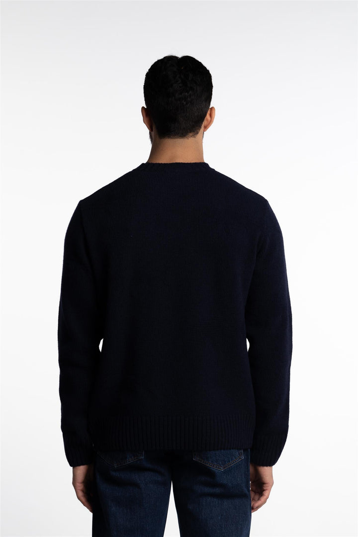 Knitted Wool Round Neck Navy