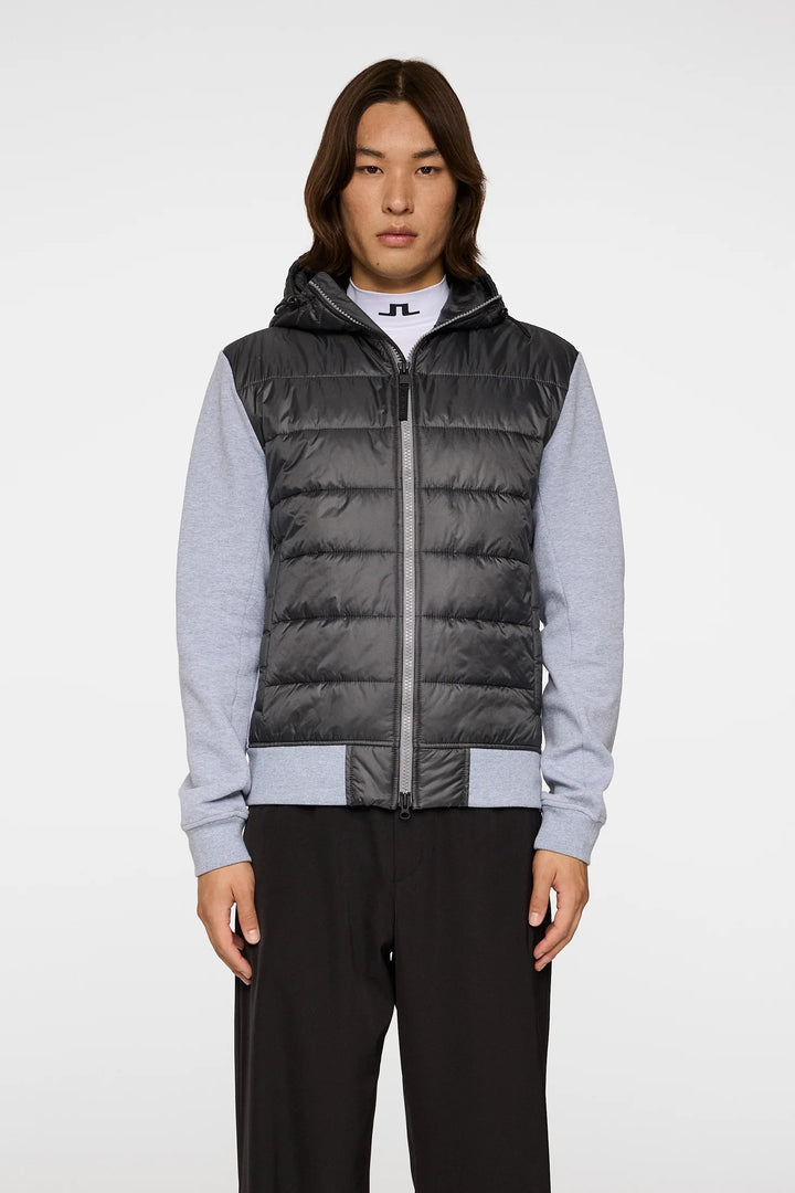 Seth Hybrid Zip Hood Medium Grey Melange