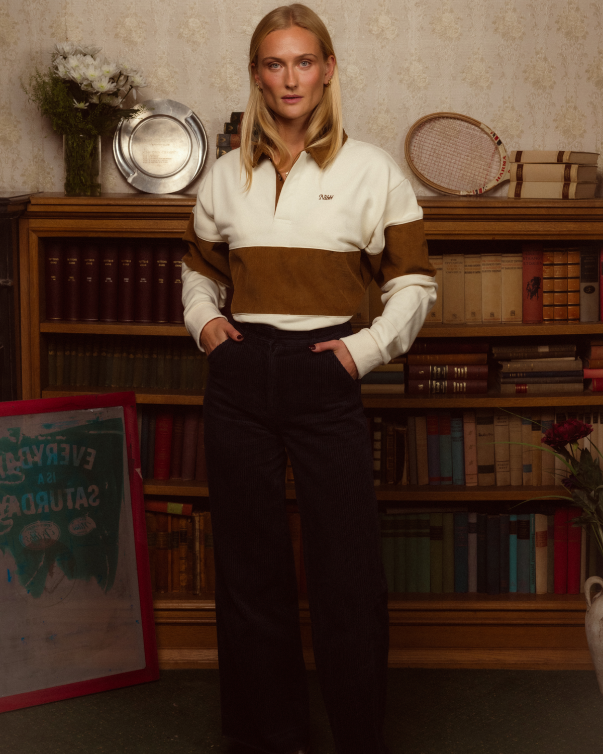 Cotton Cord Rugby Off White/Tan - modellbilde