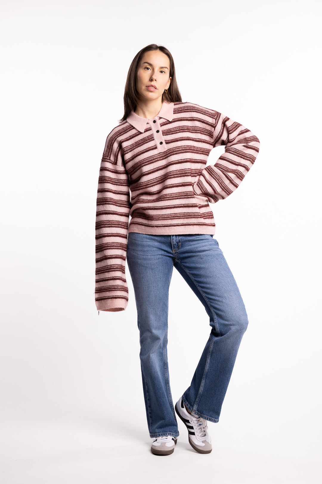 Olivia Wool Polo - Lt. Pink Mix