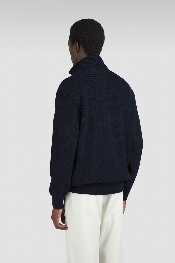 Bio Viscose Half Zip Sweater With Typhoon Details Navy