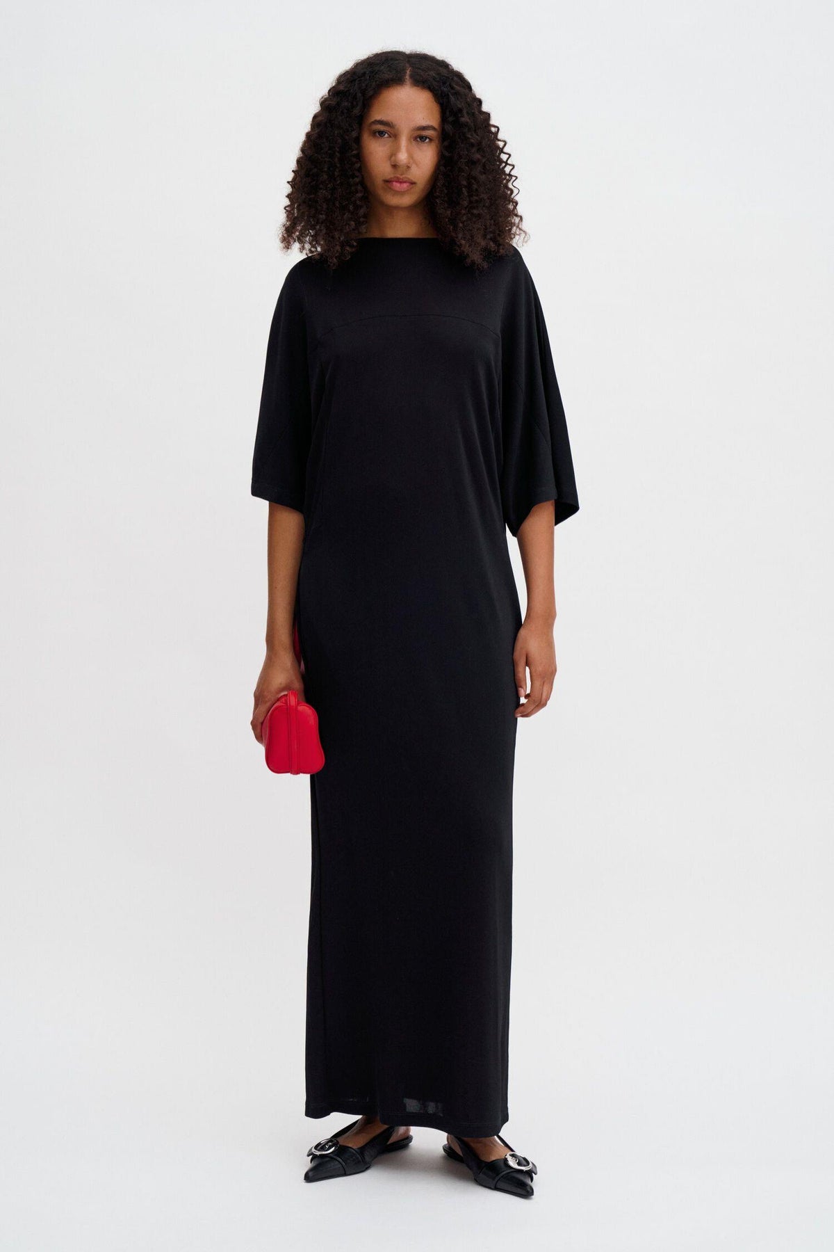 Crépe Jersey Batwing Dress - Black