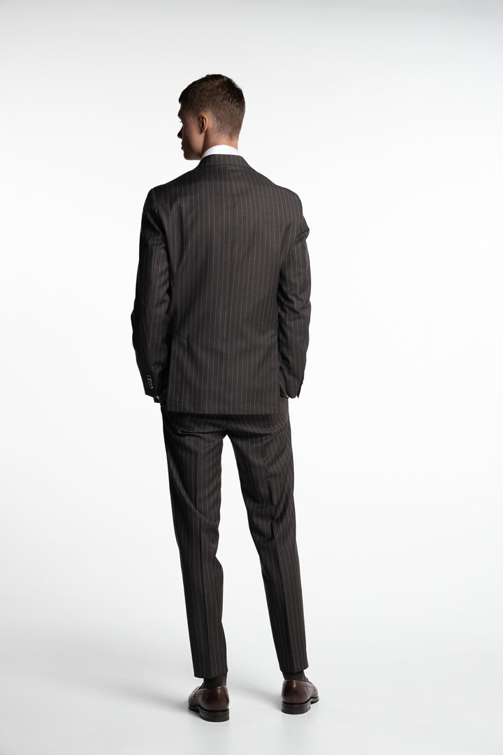 Vicenza DB Wool Blazer Dark Brown Pinstripe