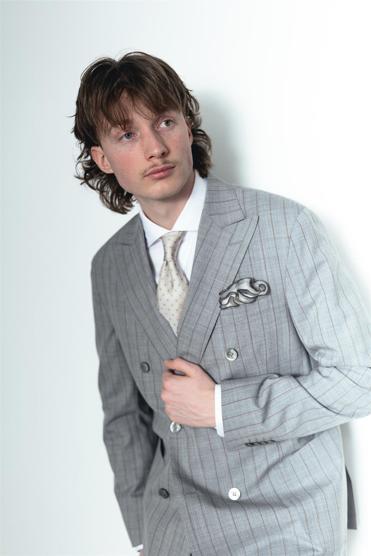 Vicenza Dobbeltspent Pinstripe Blazer Melange Grey