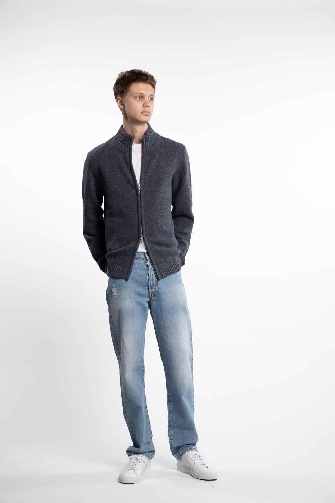 Atlantic Wool Cardigan Blue