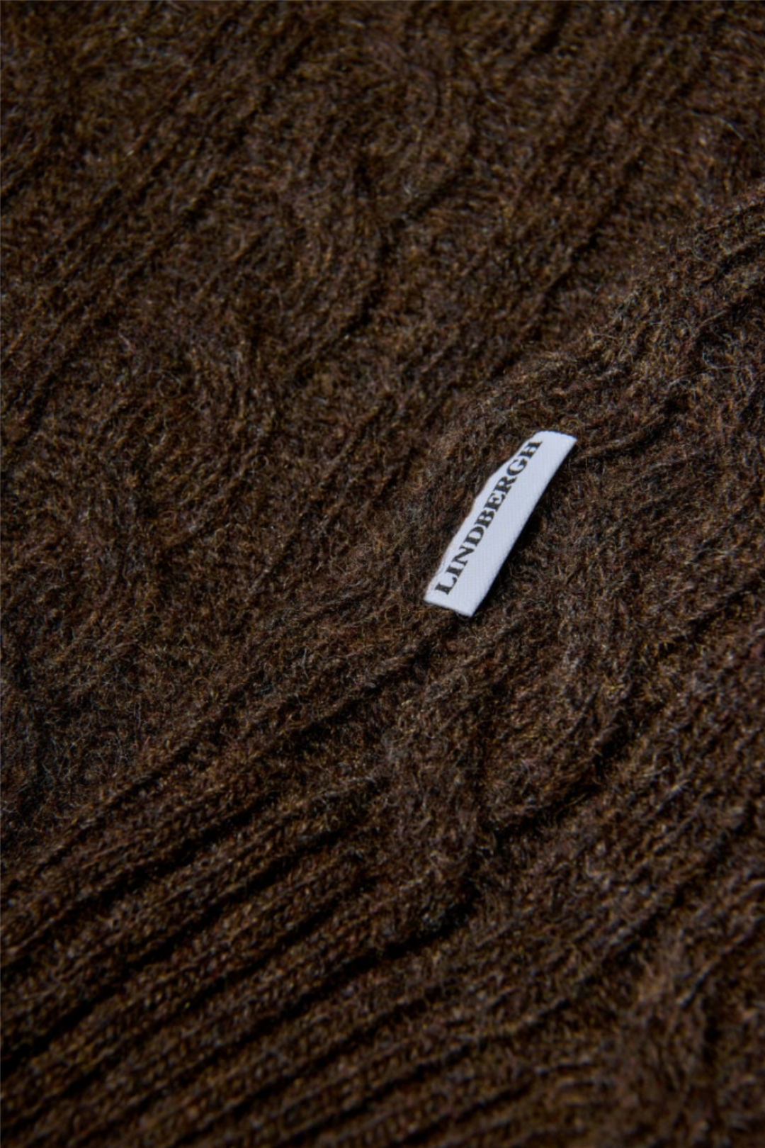 Lambswool Raglan Cable O-Neck Dk Brown Mel