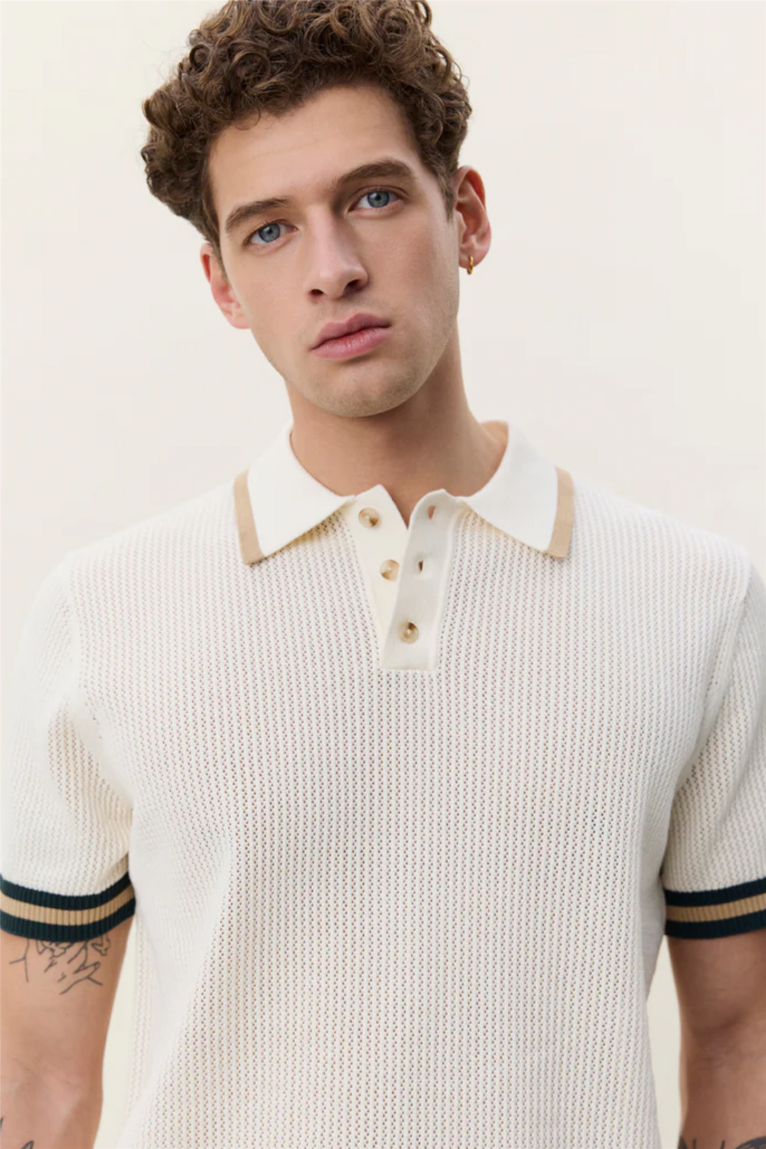 Lace Knitted Polo Eggnog White