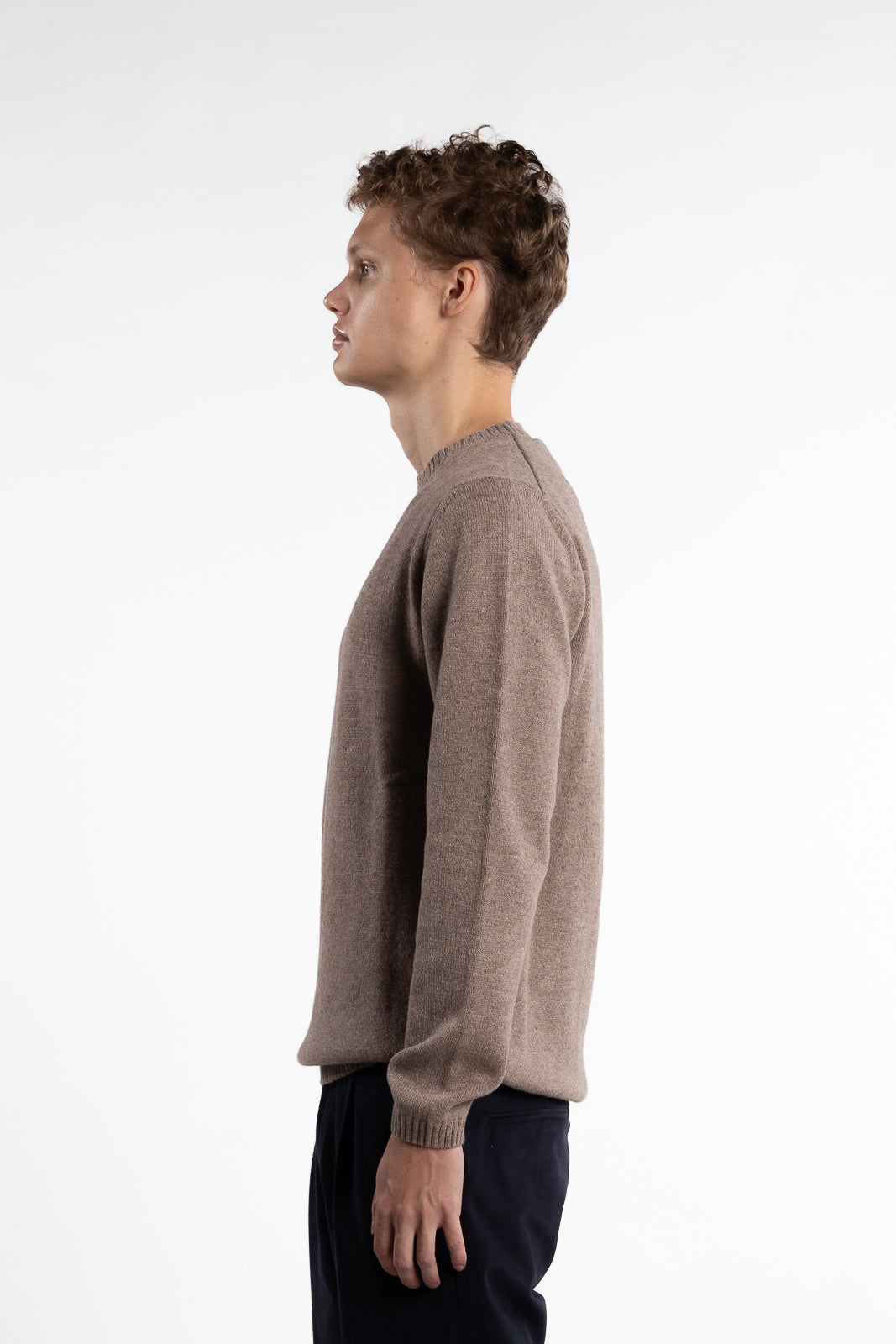 Merino Roundneck Melert Beige