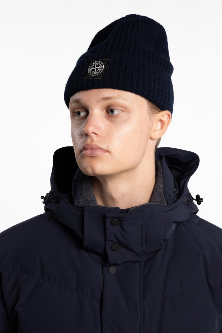 Ribbed Wool Beanie Navy