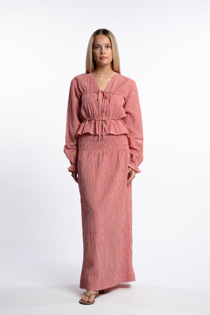 Indiana string blouse- Poppy Red Checked