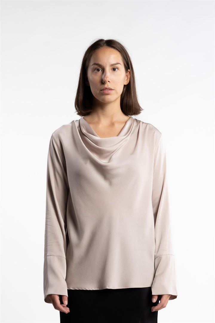 Zia Silk Blouse- Greige