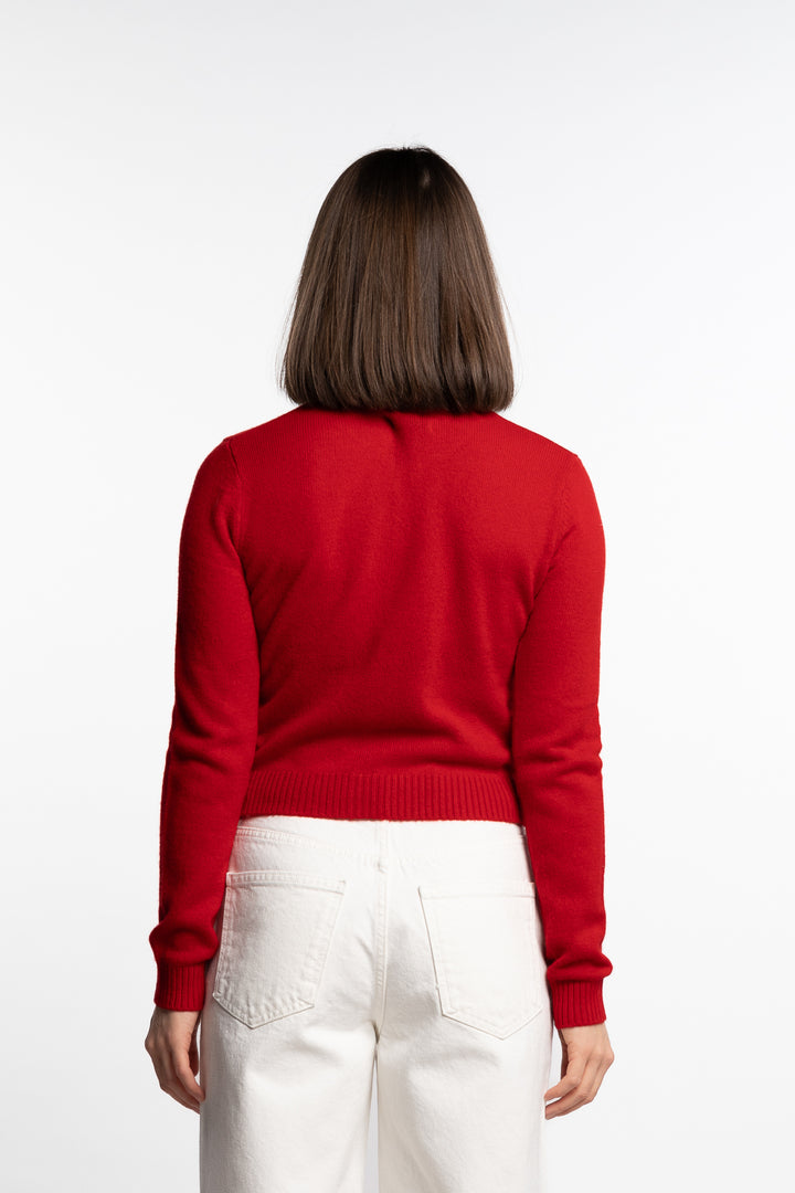 W. Cashmere Cardigan- Red