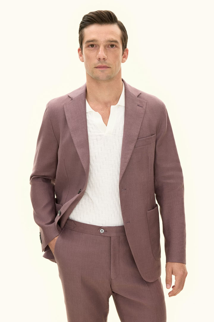Ferry Patch Soft Linen Blazer Purple