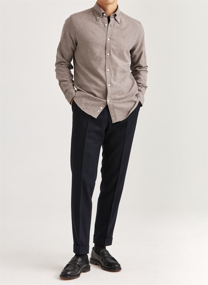 Twill Flannel Classic Fit Shirt Brown