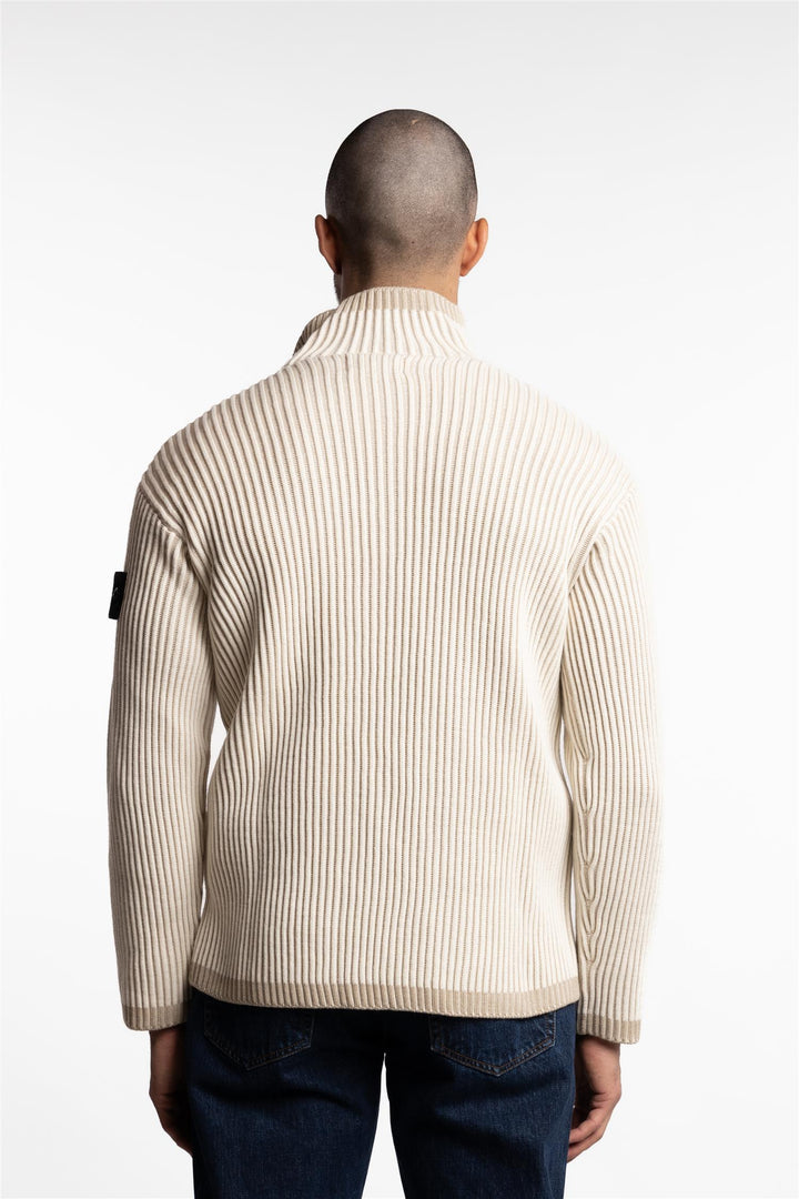 Vanisé Full RWS Wool Half Zip Sweater Natural White