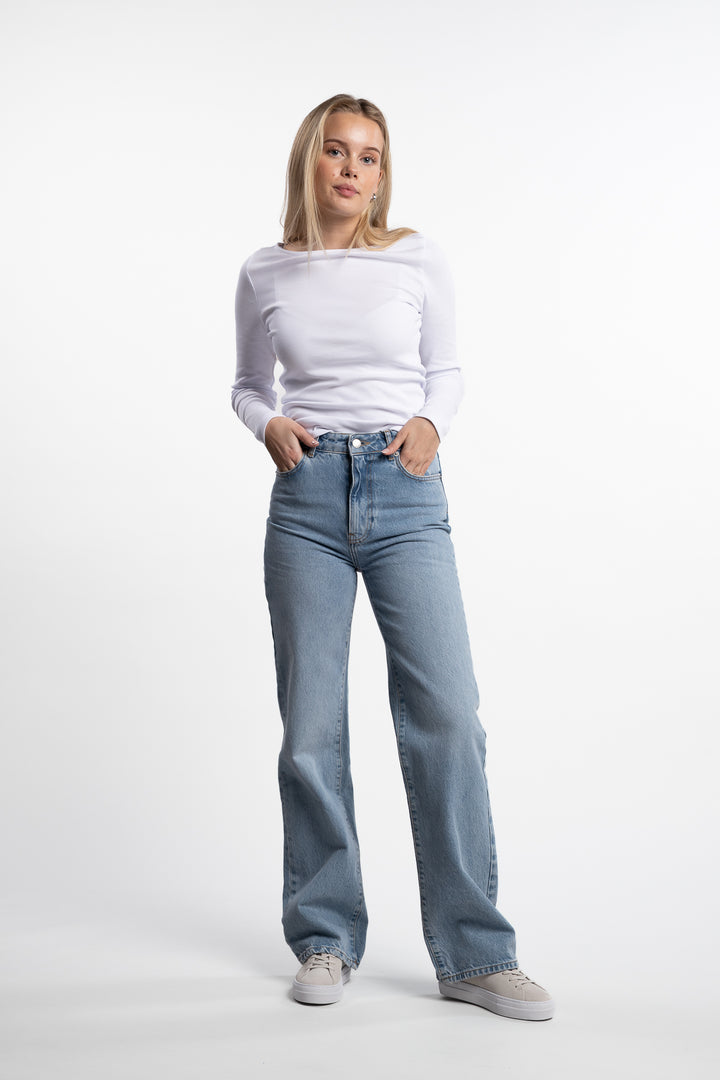 Petronella Rib Boatneck- White
