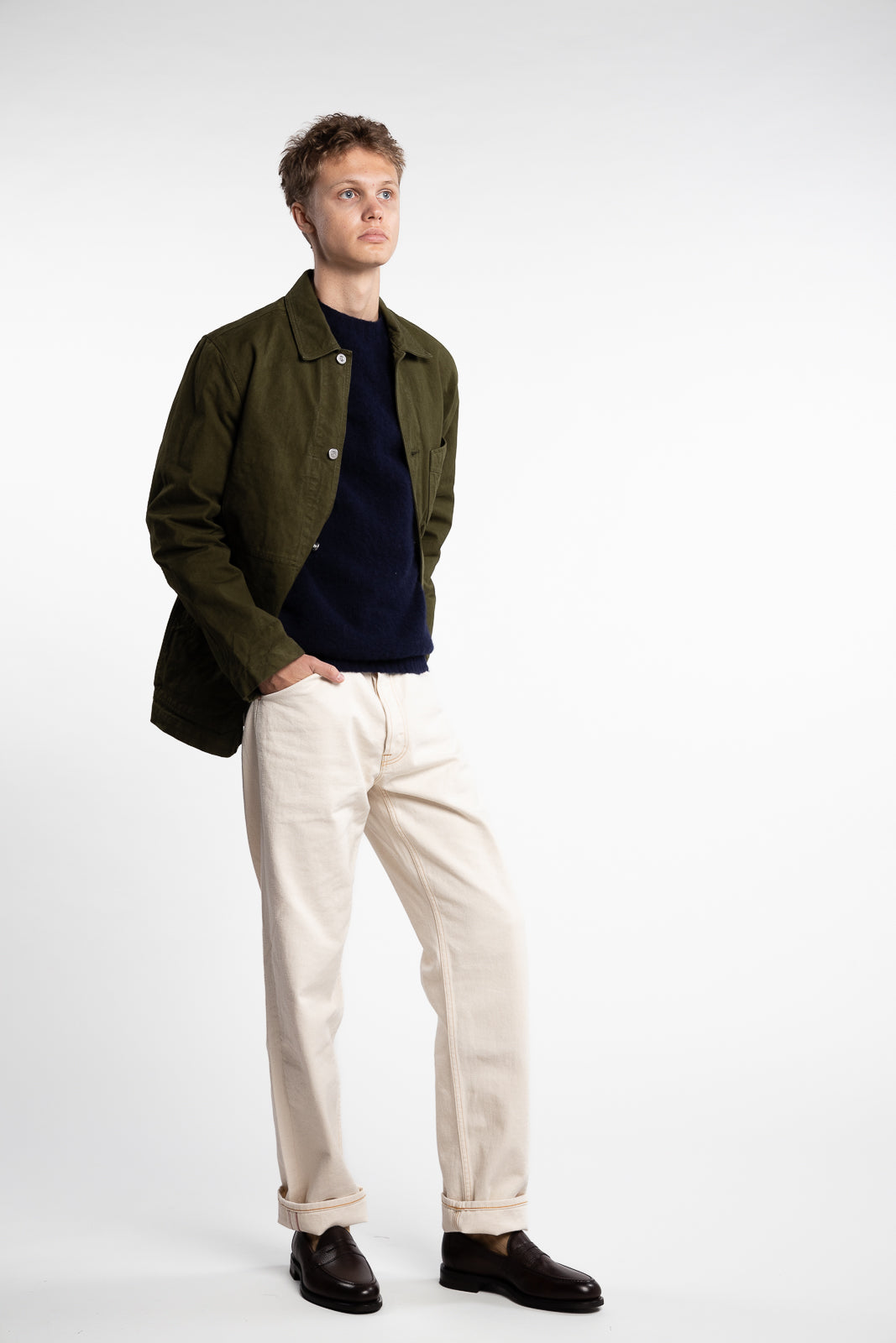 Cotton Duck Canvas Five-Pocket Chore Jacket Olive