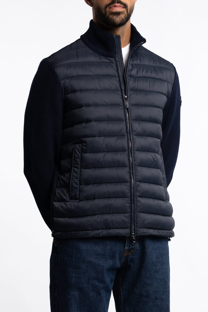 Multi Material Padded Hybrid Jacket Navy