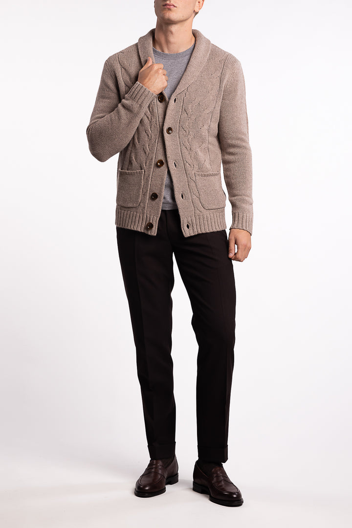 Nackington Cardigan Lt. Brown