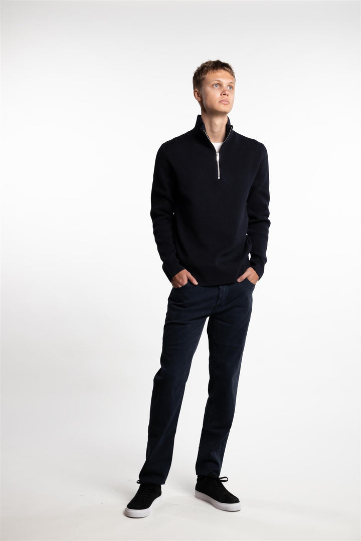 Half Zip Rib Knit Navy