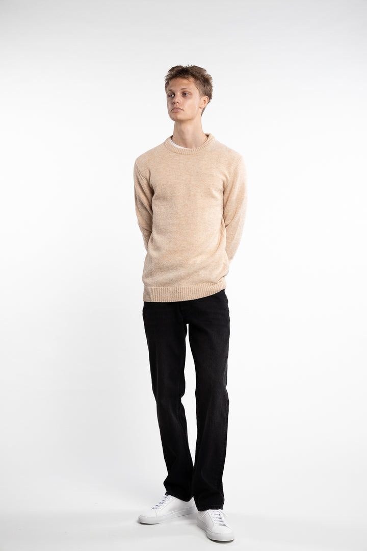 Lambswool O-Neck Knit Light Sand Melange