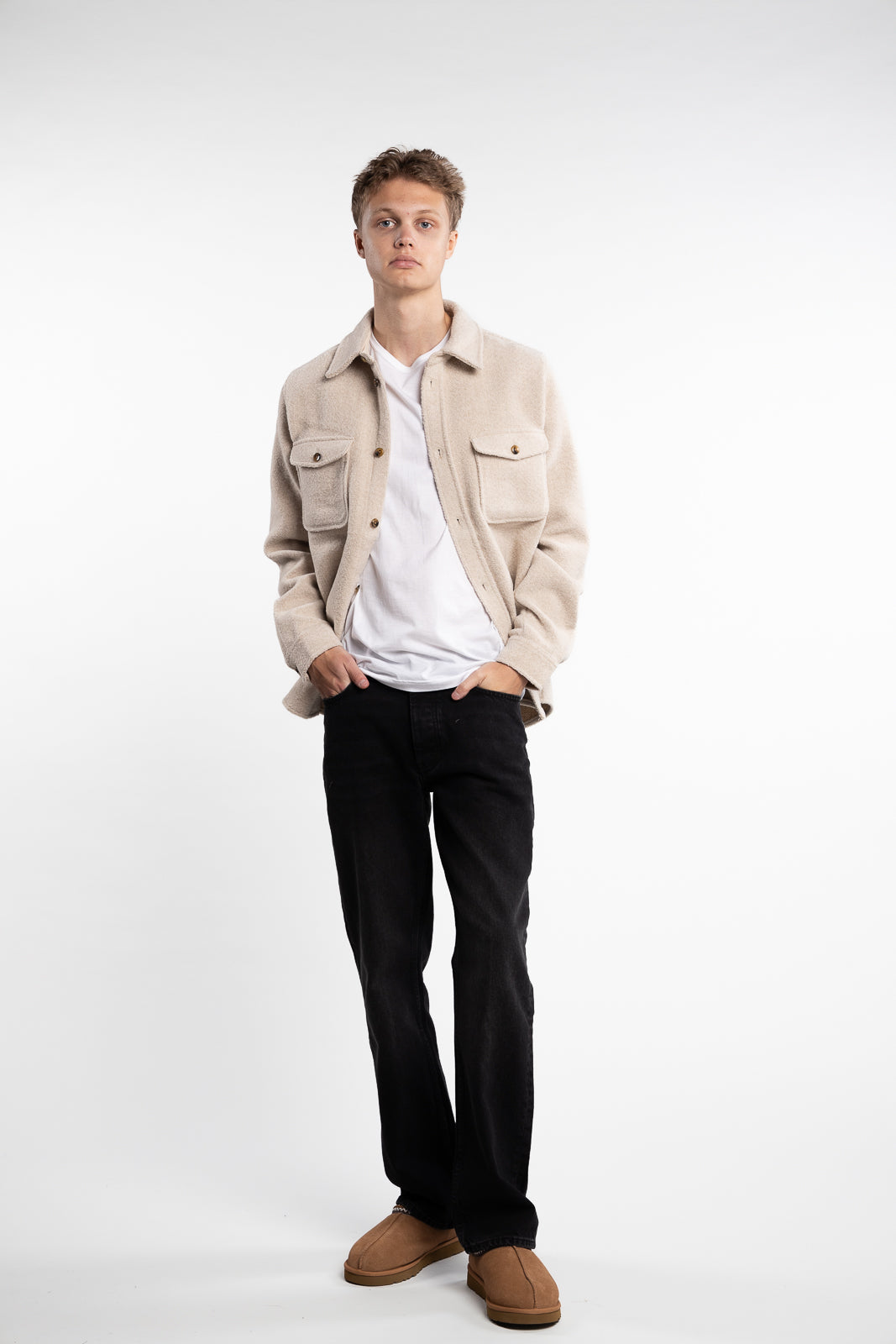 Lennon Bouclé Overshirt Ivory